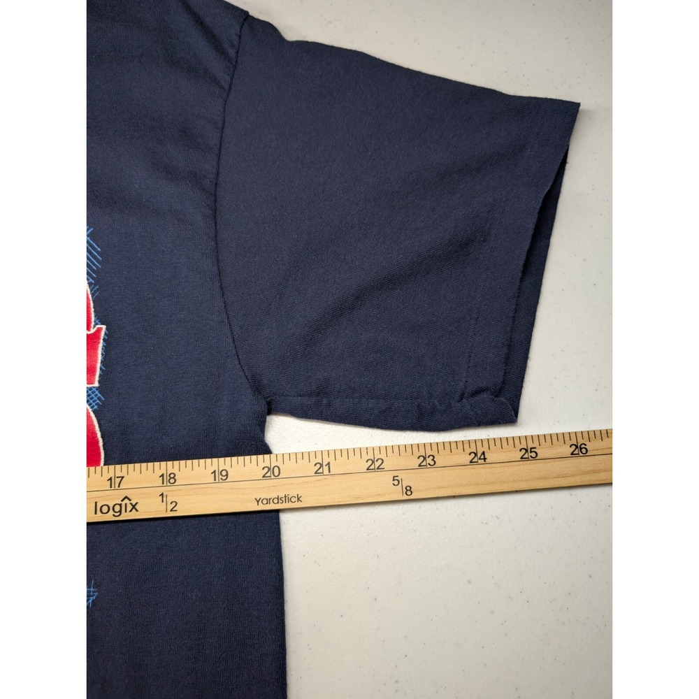 Vintage Atlanta Braves Baseball T Shirt Mens Large Logo 7 Navy Blue Tomahawk 90s - Picture 10 of 11